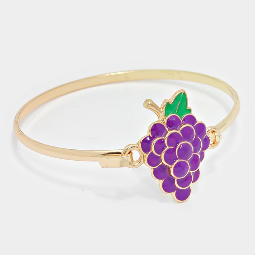 Gold-Tone Purple Grape Bangle Bracelet - Women Jewelry